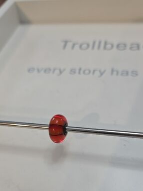 Trollbeads Orange and Black Striped Glass Bead